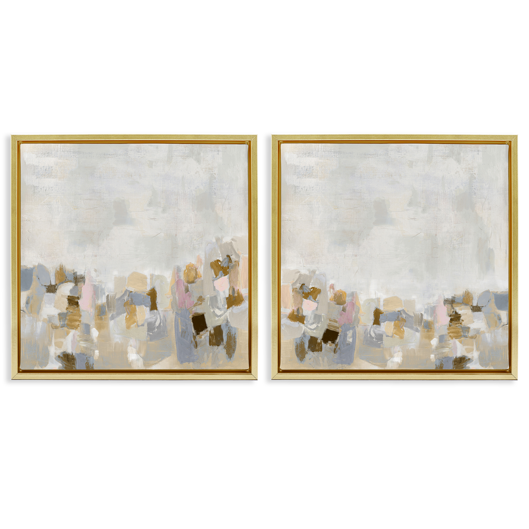Stupell Industries Gray Subtle Abstract Abstract Painting Gold Floater Framed Canvas Art Print Wall Art, 25 x 25, Set of 2