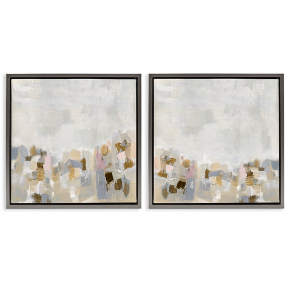Stupell Industries Gray Subtle Abstract Abstract Painting Gray Floater Framed Canvas Art Print Wall Art, 25 x 25, Set of 2