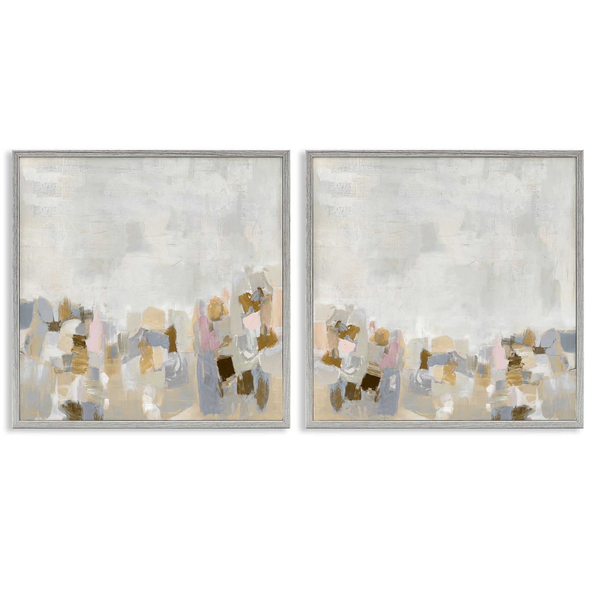 Stupell Industries Gray Subtle Abstract Abstract Painting Gray Framed Art Print Wall Art, 12 x 12, Set of 2