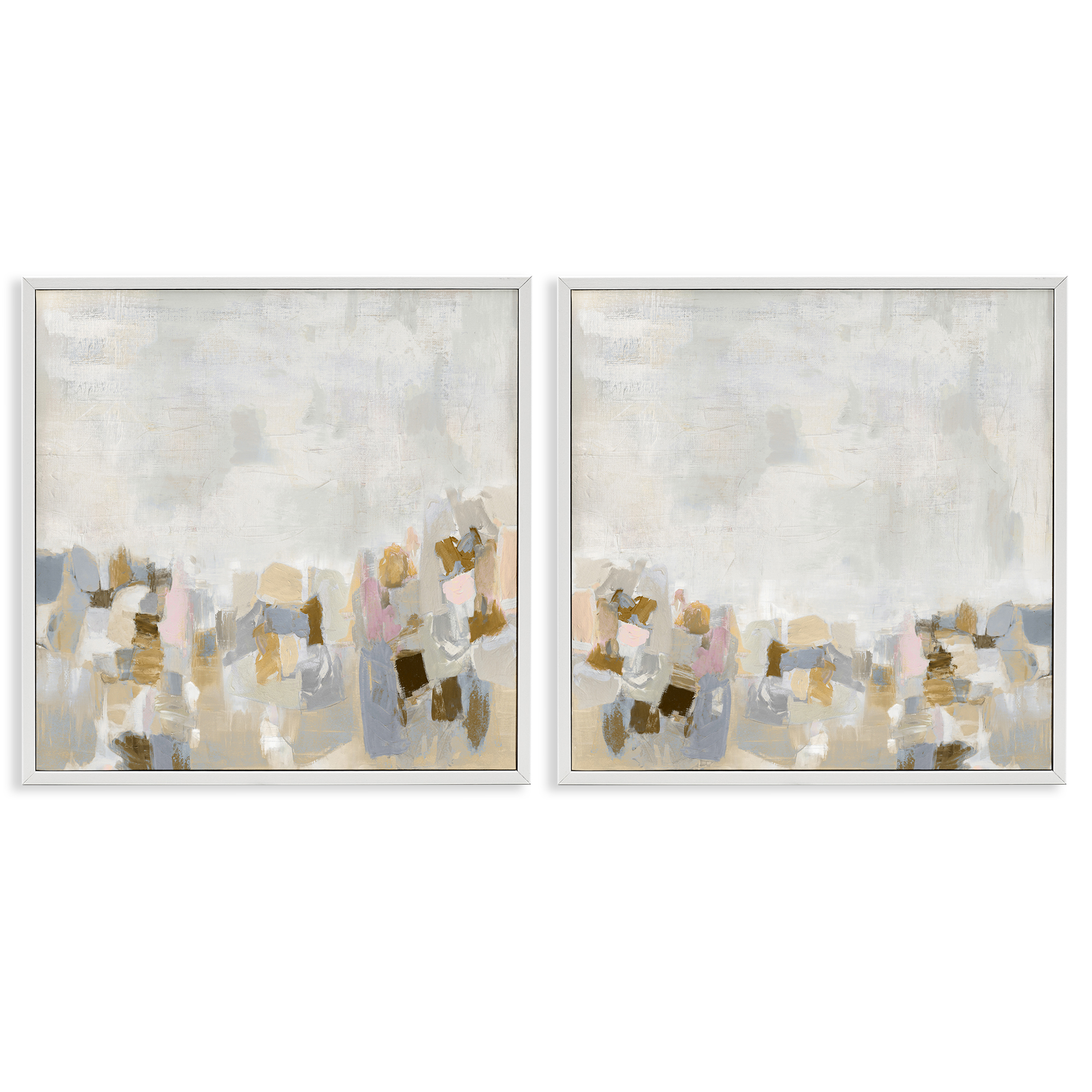 Stupell Industries Gray Subtle Abstract Abstract Painting White Framed Art Print Wall Art, 24 x 24, Set of 2
