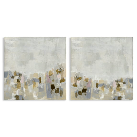 Stupell Industries Gray Subtle Abstract Abstract Painting Wrapped Canvas Art Print Wall Art, 24 x 24, Set of 2