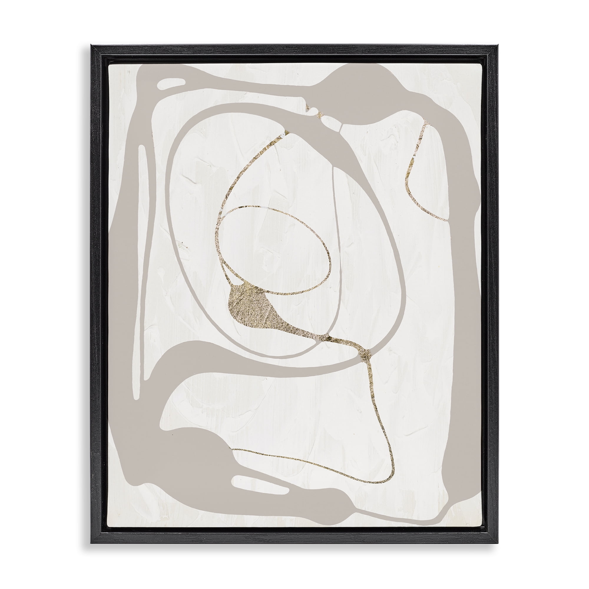Stupell Industries Gray Very Abstract Figure Abstract Painting Black Floater Framed Canvas Art Print Wall Art, 25 x 31