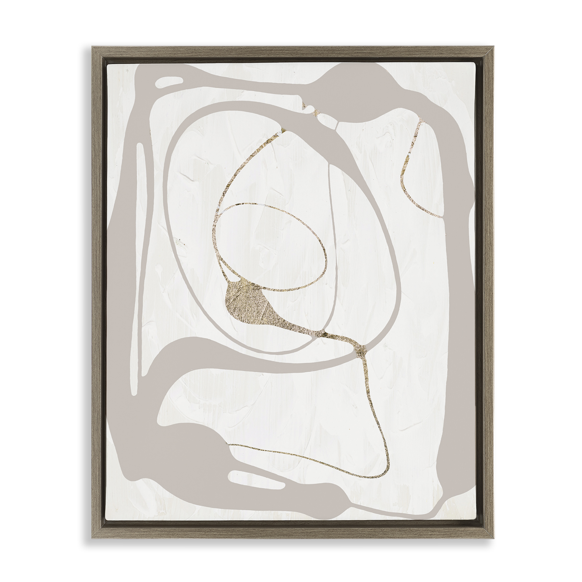 Stupell Industries Gray Very Abstract Figure Abstract Painting Brown Floater Framed Canvas Art Print Wall Art, 17 x 21