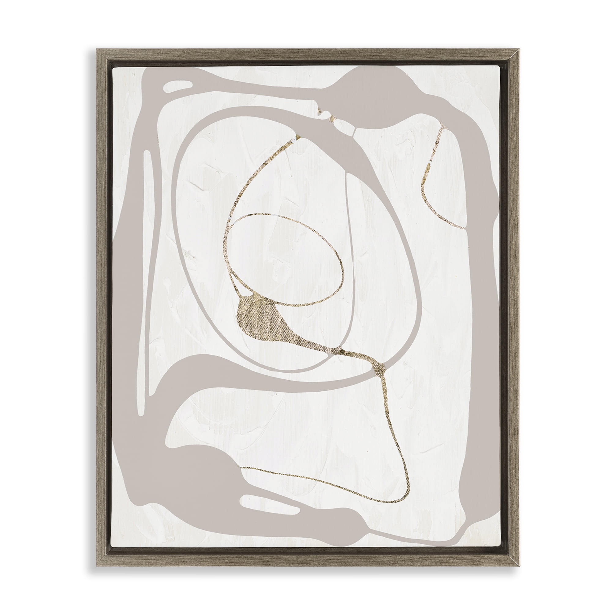 Stupell Industries Gray Very Abstract Figure Abstract Painting Brown Floater Framed Canvas Art Print Wall Art, 25 x 31