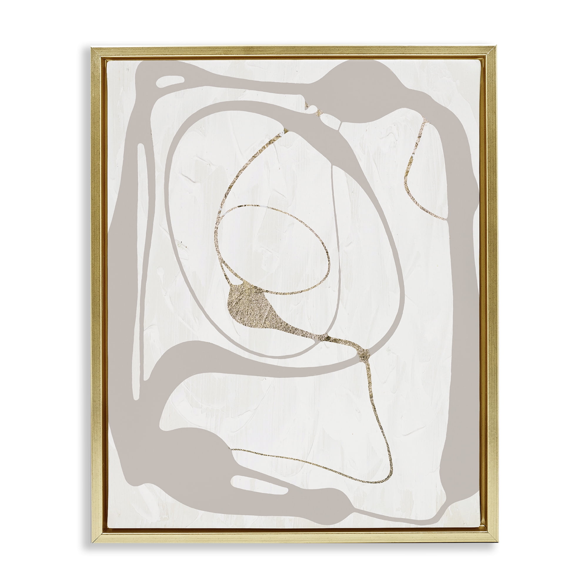 Stupell Industries Gray Very Abstract Figure Abstract Painting Gold Floater Framed Canvas Art Print Wall Art, 25 x 31