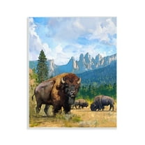 Stupell Industries Grazing Bison Desert Abstraction Animals Painting Unframed Art Print Wall Art, 11 x 14