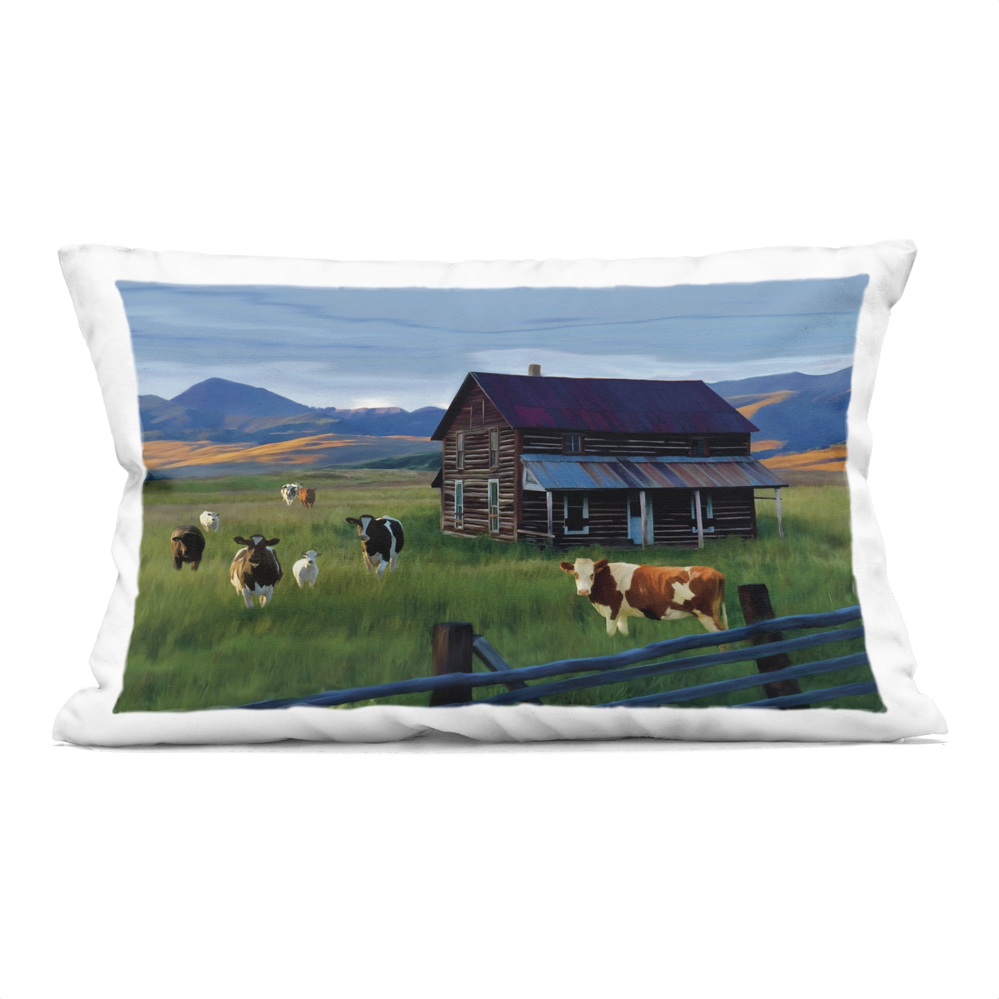 Stupell Industries Grazing Cattle at Solitary Cabin Decorative Printed Throw Pillow, design by Renel Peters