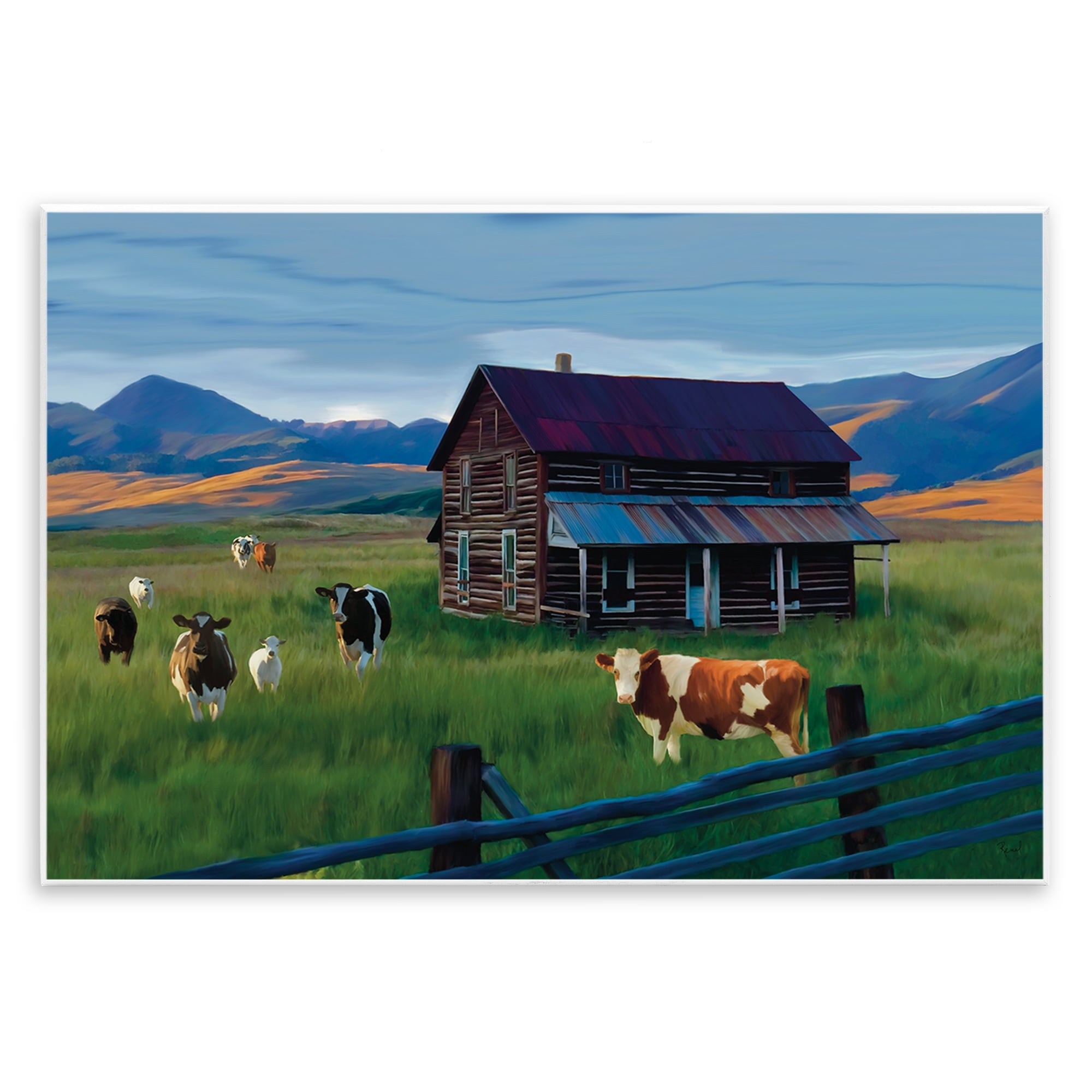Stupell Industries Grazing Cattle at Solitary Cabin Wall Plaque Art, design by Renel Peters