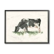 Stupell Industries Grazing Cow in Field Farm Animal Watercolor Black Framed Art Print Wall Art, 24x30, by Ethan Harper