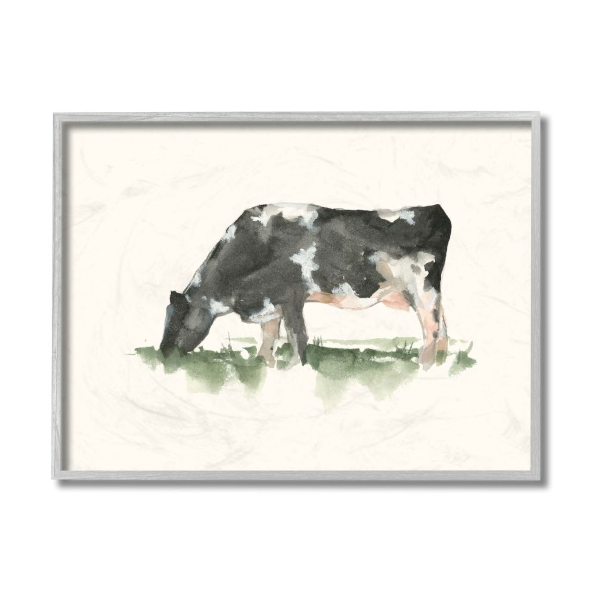 Stupell Industries Grazing Cow in Field Farm Animal Watercolor Design by Ethan Harper