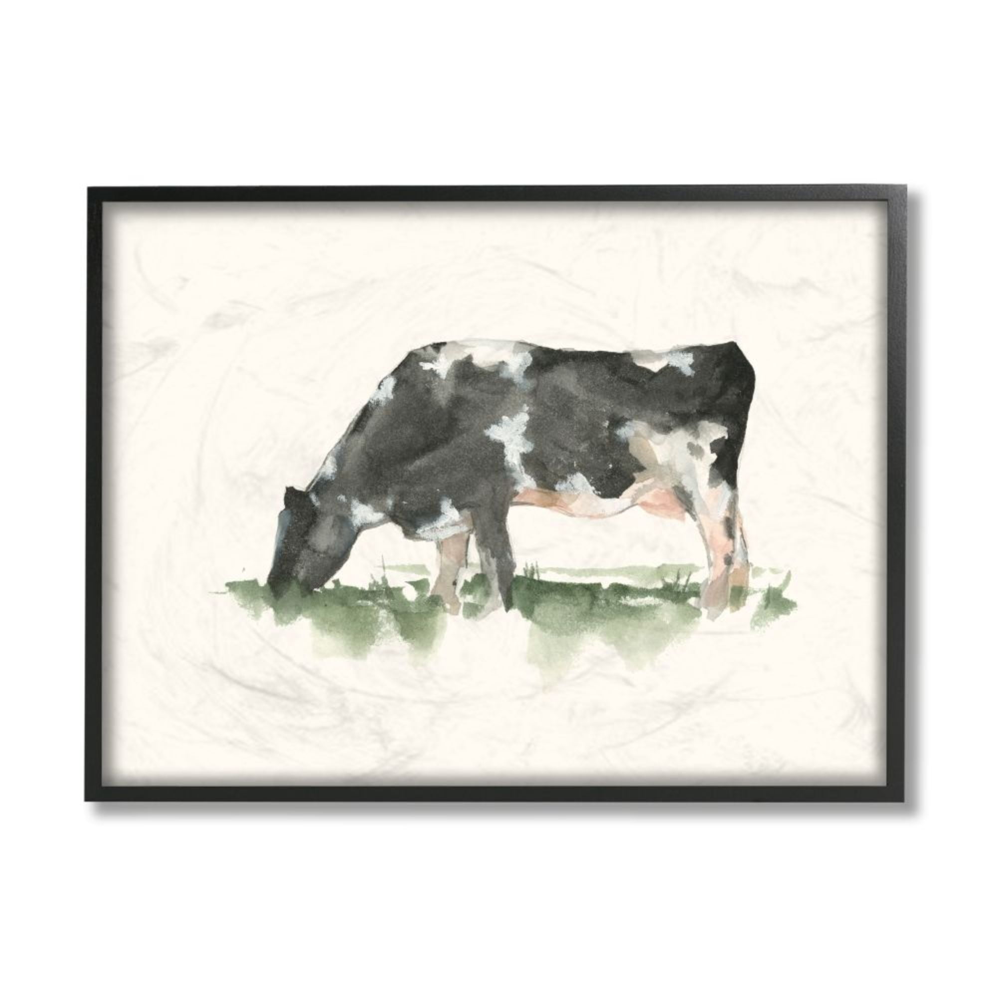 Stupell Industries Grazing Cow in Field Farm Animal Watercolor Design by Ethan Harper