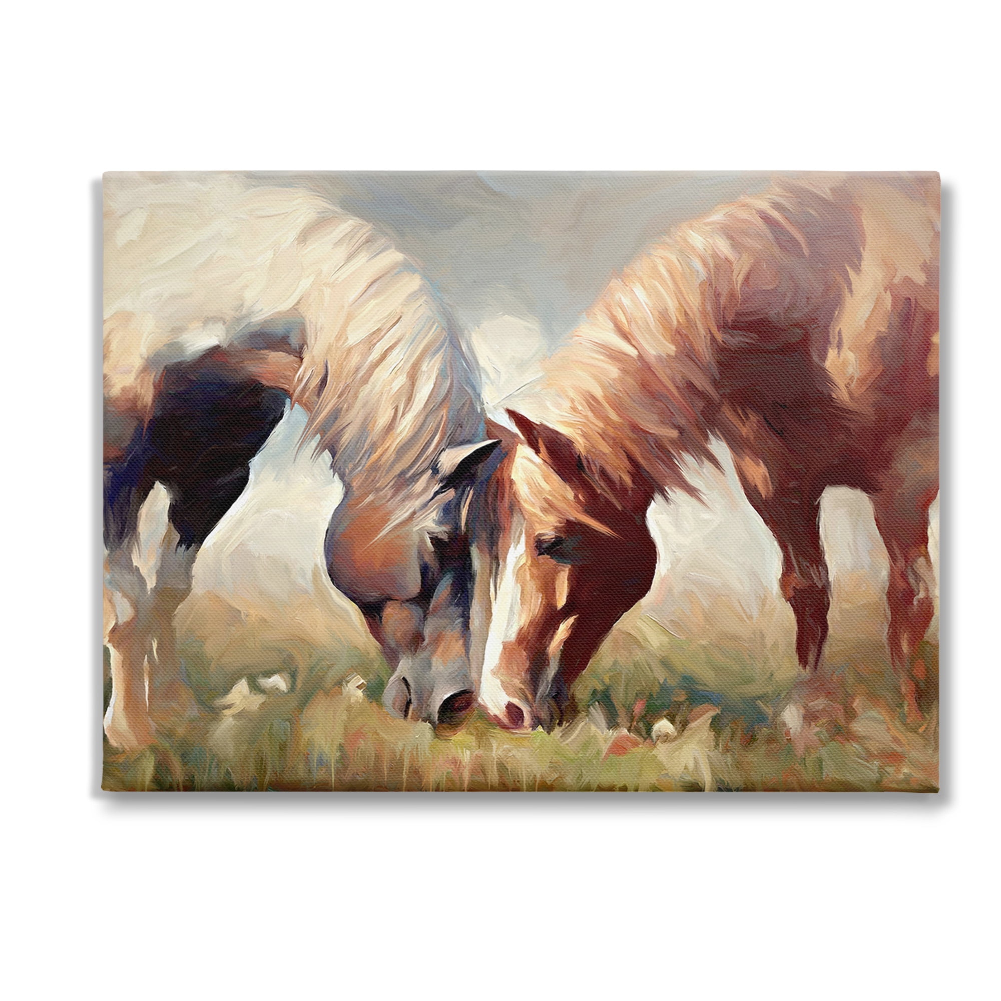 Stupell Industries Grazing Horse Pair Animals & Insects Painting Gallery Wrapped Canvas Art Print Wall Art, 40 x 30