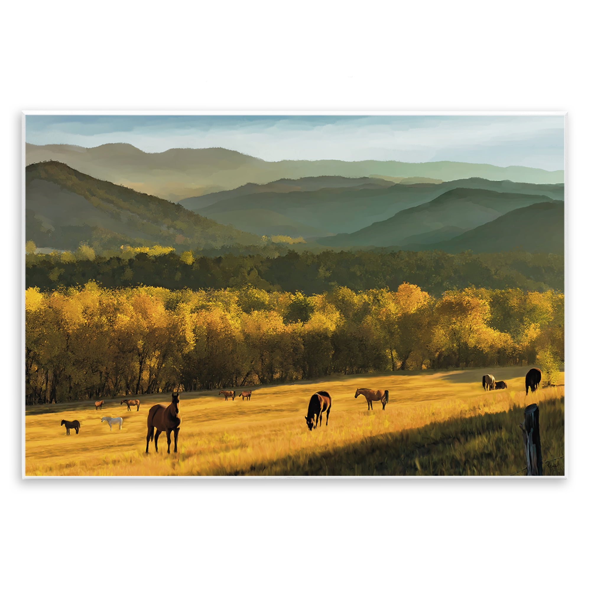 Stupell Industries Grazing Horses in Valley Wall Plaque Art, design by Renel Peters