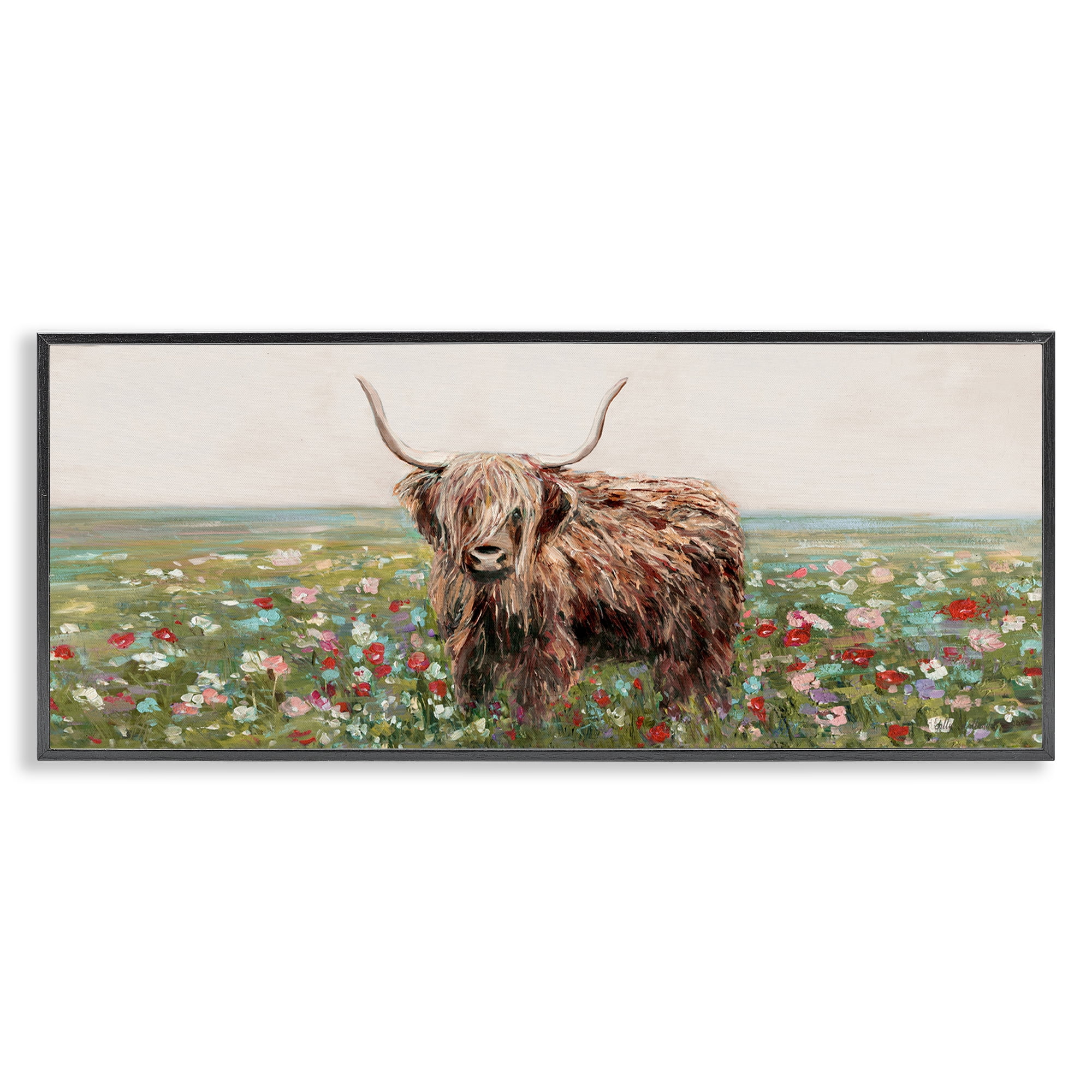Stupell Industries Grazing In Poppy Field Black Framed Giclee Art, design by Sally Swatland