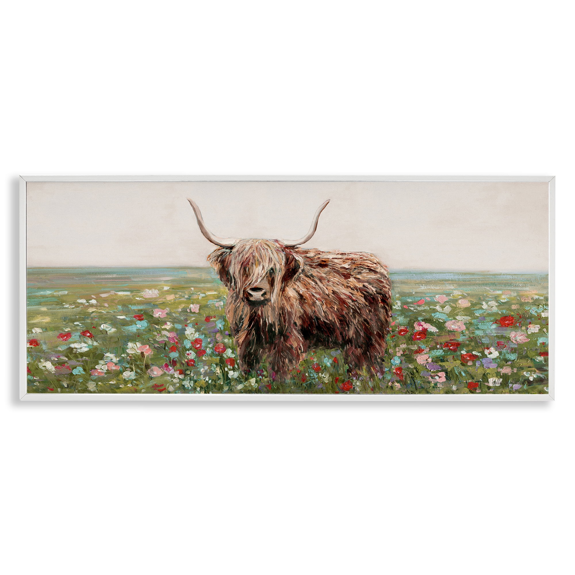 Stupell Industries Grazing In Poppy Field White Framed Giclee Art, design by Sally Swatland