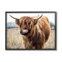 Stupell Industries Grazing Longhorn Cattle Farmland Animal Portrait Framed Wall Art, 30 x 24, Design by Amy Brinkman