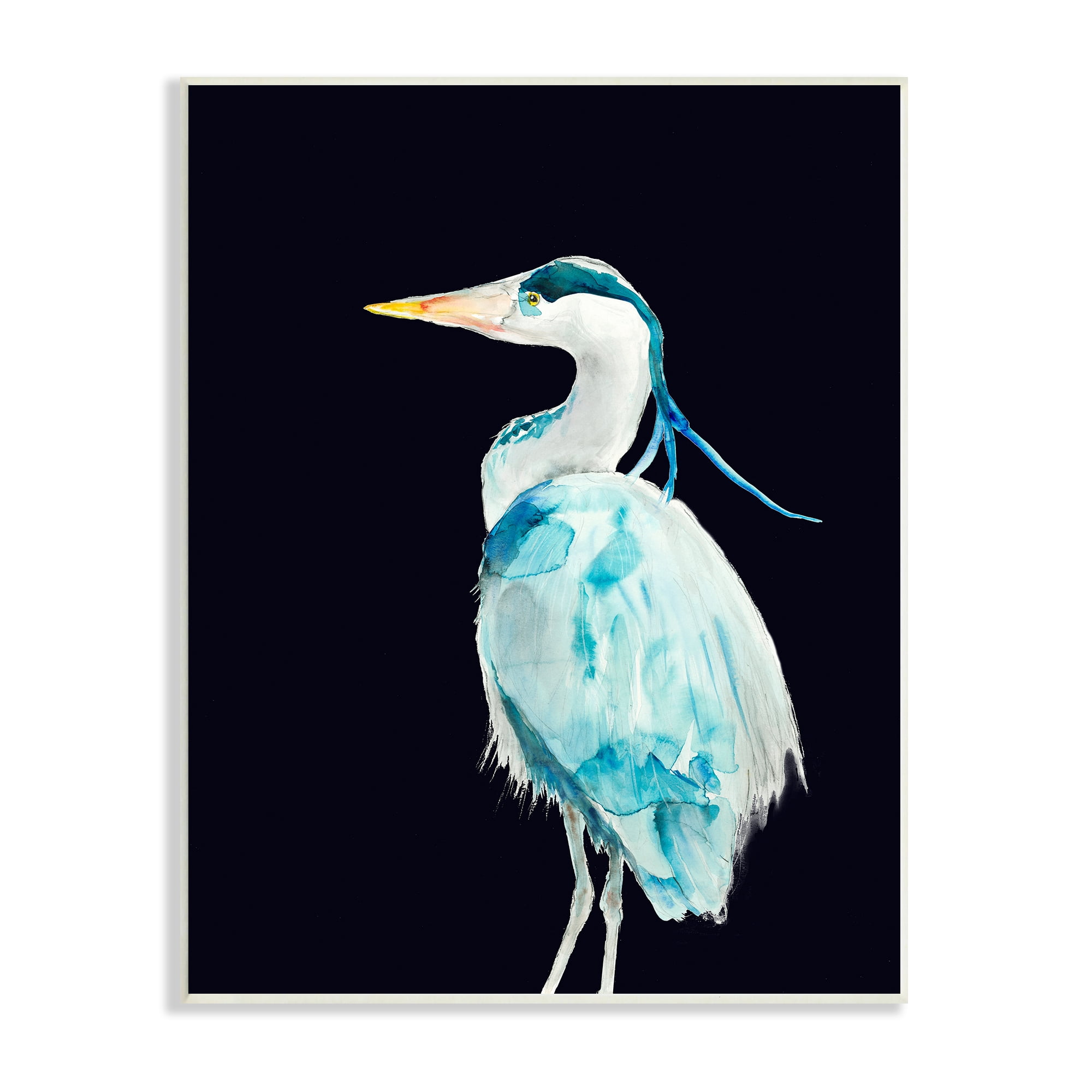 Stupell Industries Great Blue Heron Strong Tall Bird over Black, 10 x 15, Designed by Patti Mann