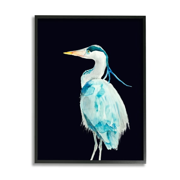 Stupell Industries Great Blue Heron Strong Tall Bird over Black, 16 x 20, Designed by Patti Mann