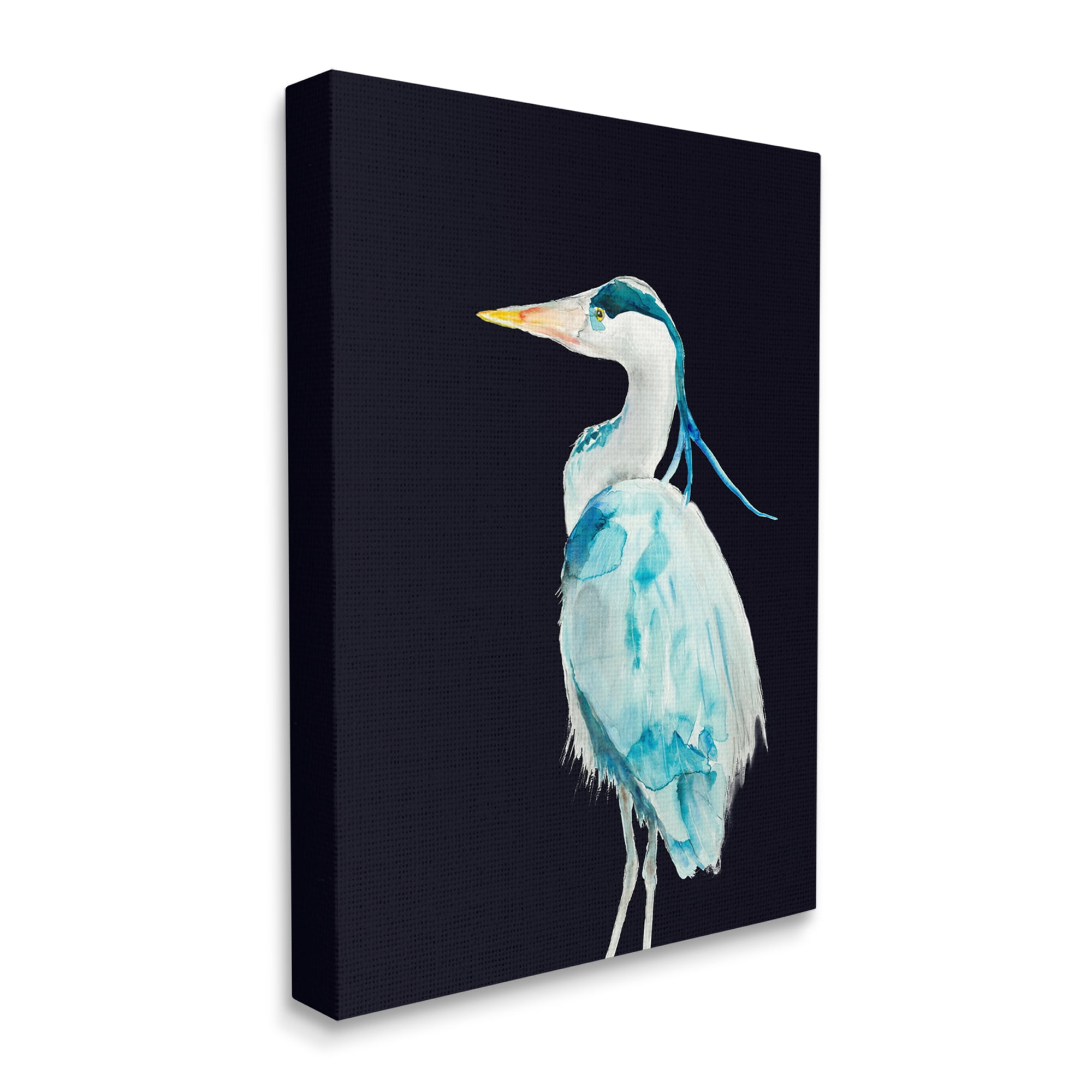 Stupell Industries Great Blue Heron Strong Tall Bird over Black, 36 x 48, Designed by Patti Mann