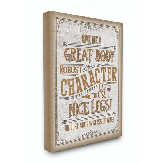 Stupell Industries Great Body Wine Sign Funny Word Design Canvas Wall Art by Retrorocket Studio