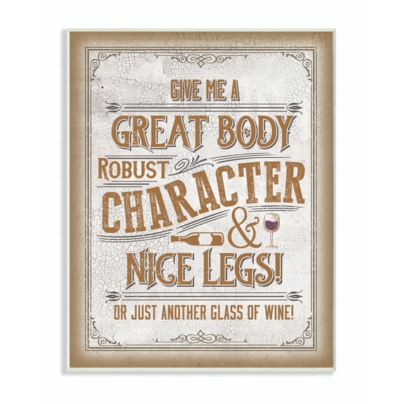 Stupell Industries Great Body Wine Sign Funny Word Design Wall Plaque by Retrorocket Studio