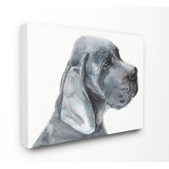 Stupell Industries Great Dane Dog Pet Animal Grey Watercolor Painting Canvas Wall Art by George Dyachenko