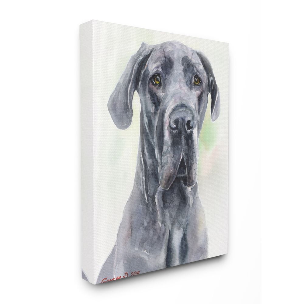 Stupell Industries Great Dane Dog Pet Animal Watercolor Painting Canvas Wall Art by George Dyachenko