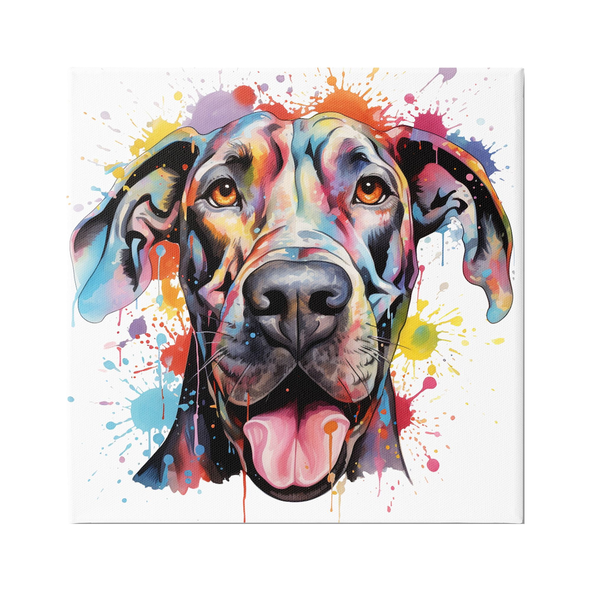 Stupell Industries Great Dane Paint Splatter Animals & Insects Painting Gallery Wrapped Canvas Art Print Wall Art, 30 x 30
