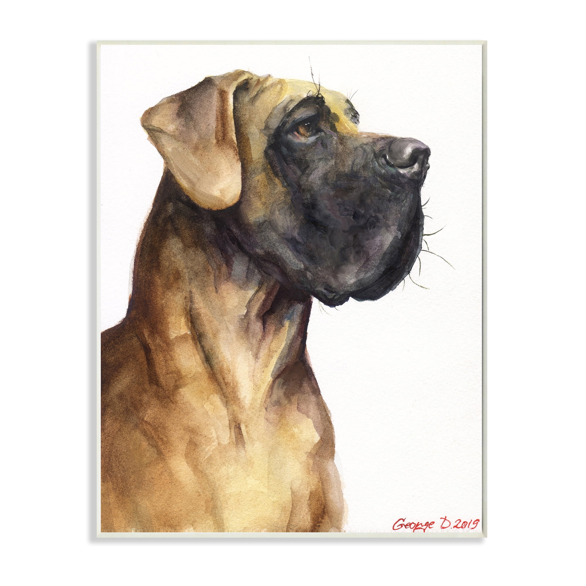 Stupell Industries Great Dane Pet Dog Portrait Strong Pose Animals & Insects Painting Unframed Art Print Wall Art, 10 x 15