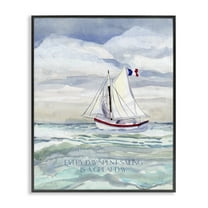 Stupell Industries Great Day Sailing Phrase Transportation Painting Black Framed Art Print Wall Art, 11 x 14