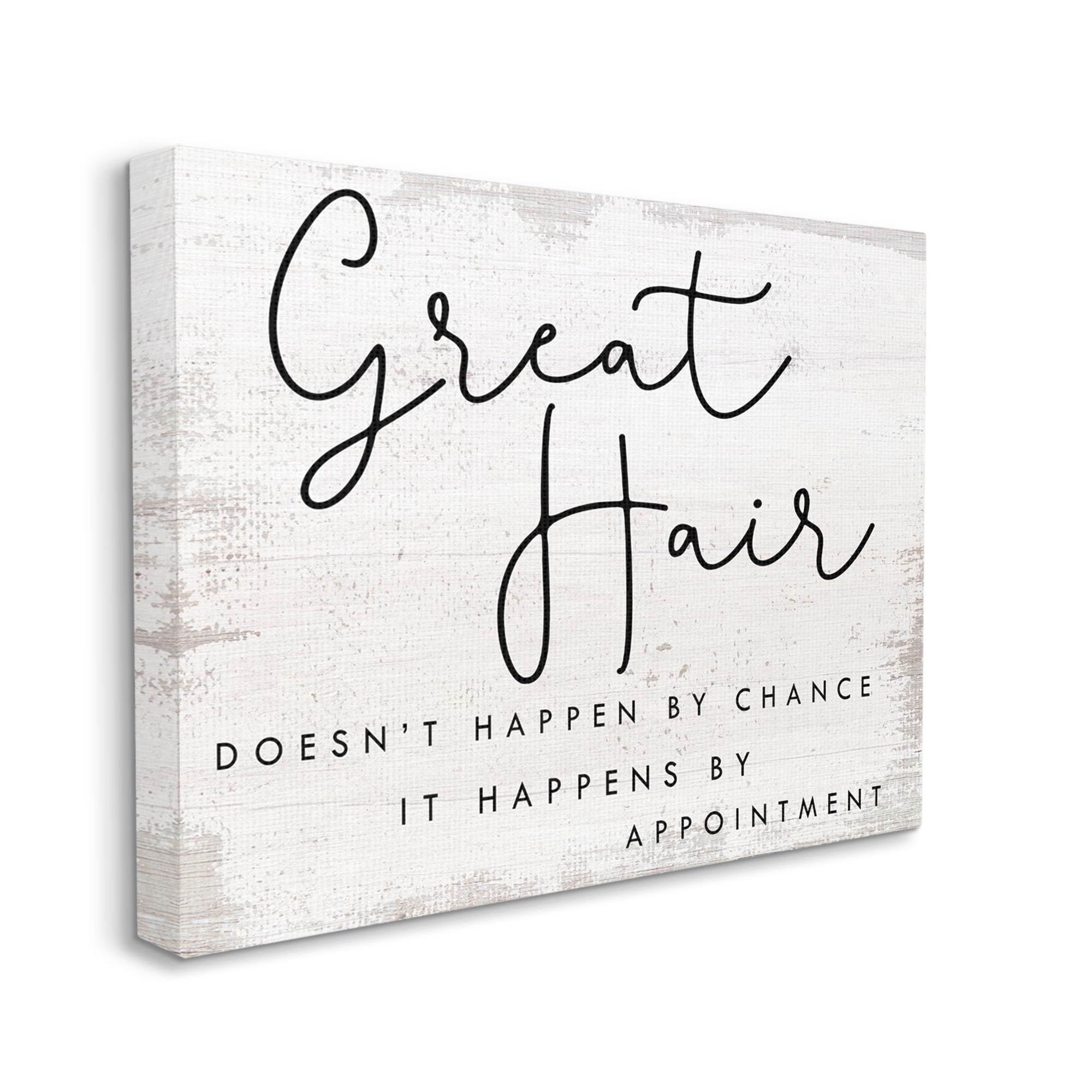 Stupell Industries Great Hair By Appointment Sign Distressed Beauty Salon Inspirational Painting Gallery Wrapped Canvas Art Print Wall Art, 16 x 20