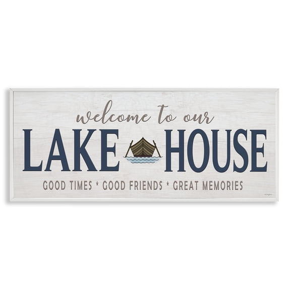 Stupell Industries Great Memories Lake House White Framed Giclee Art, design by Seven Trees Design