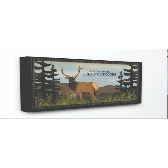 Stupell Industries Great Outdoors Elk Animal Country Landscape Design Canvas Wall Art by Stephanie Workman Marrott