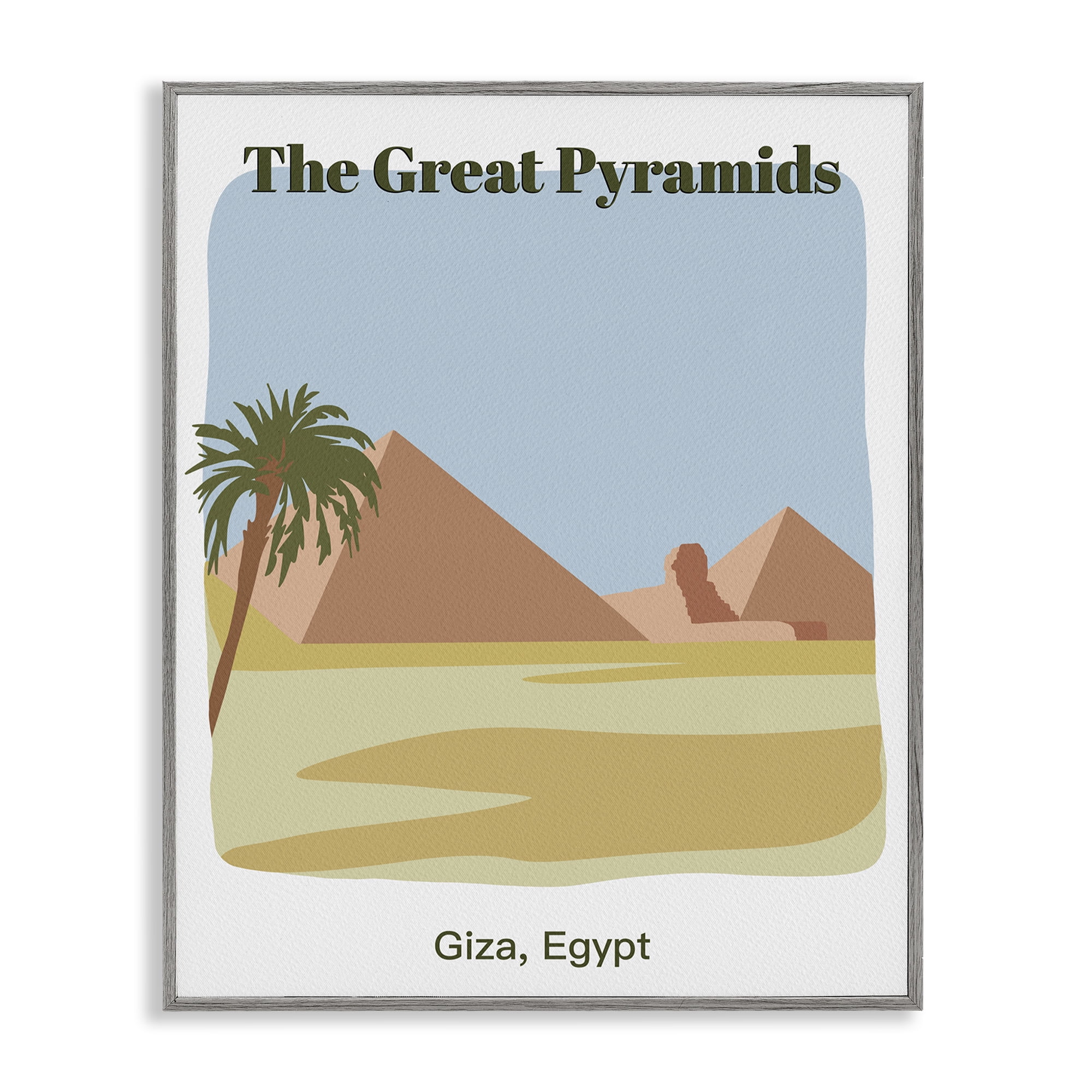 Stupell Industries Great Pyramids Architecture Town & City Painting Gray Framed Art Print Wall Art, 24 x 30