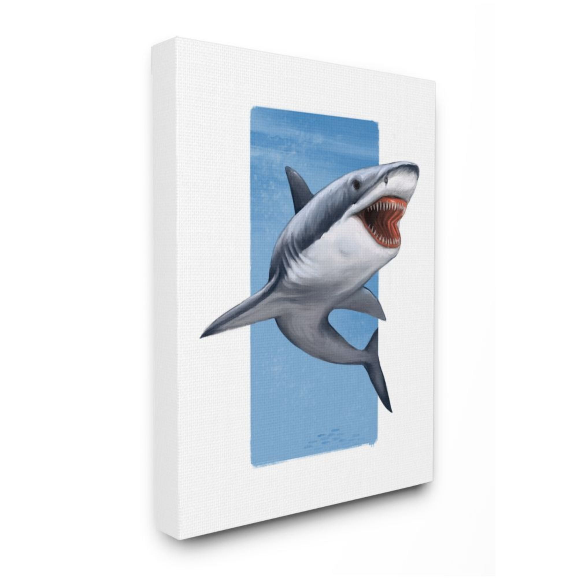 Stupell Industries Great White Shark with Jaws Marine Life Design by Ziwei Li, 24" x 30"