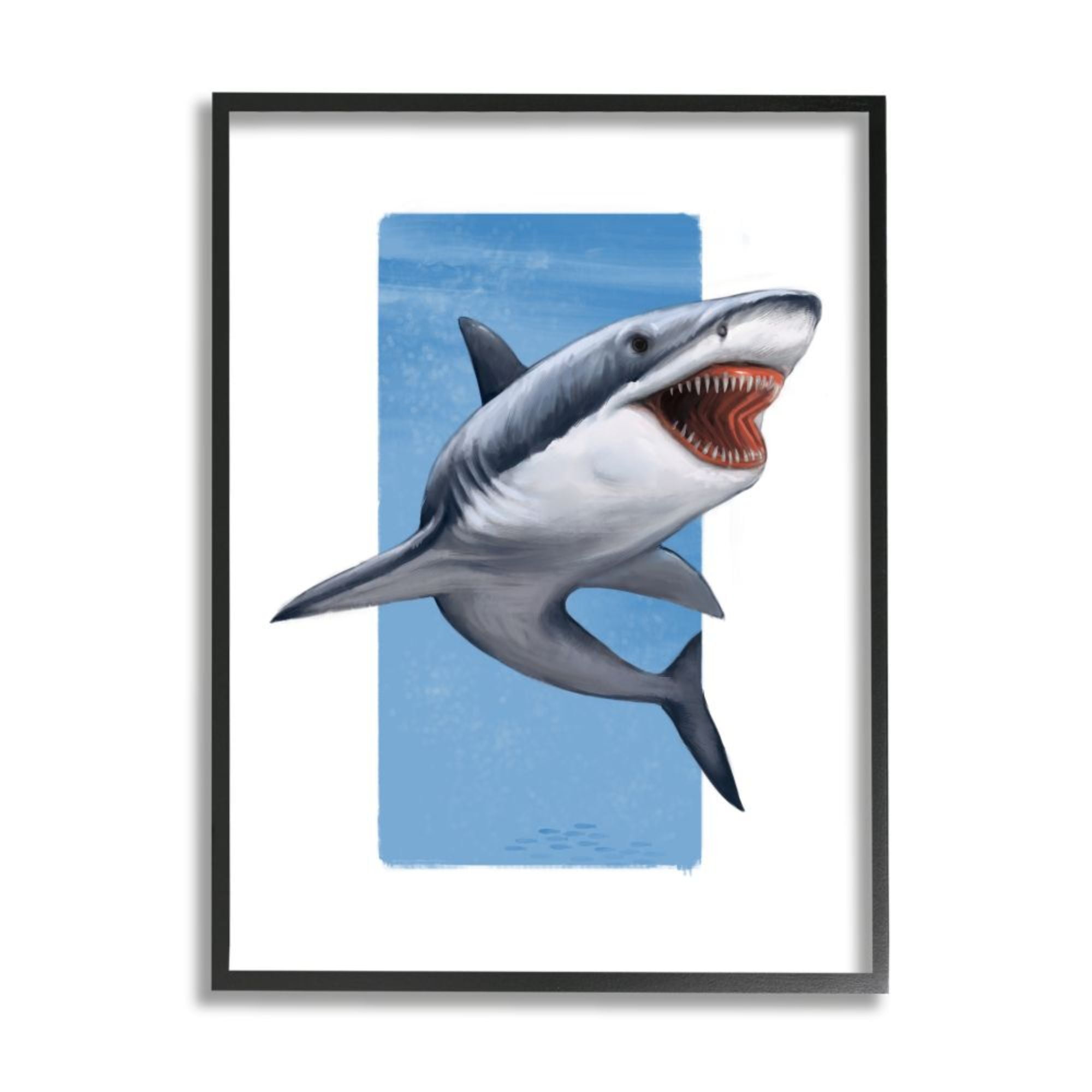Stupell Industries Great White Shark with Jaws Marine Life Design by Ziwei Li