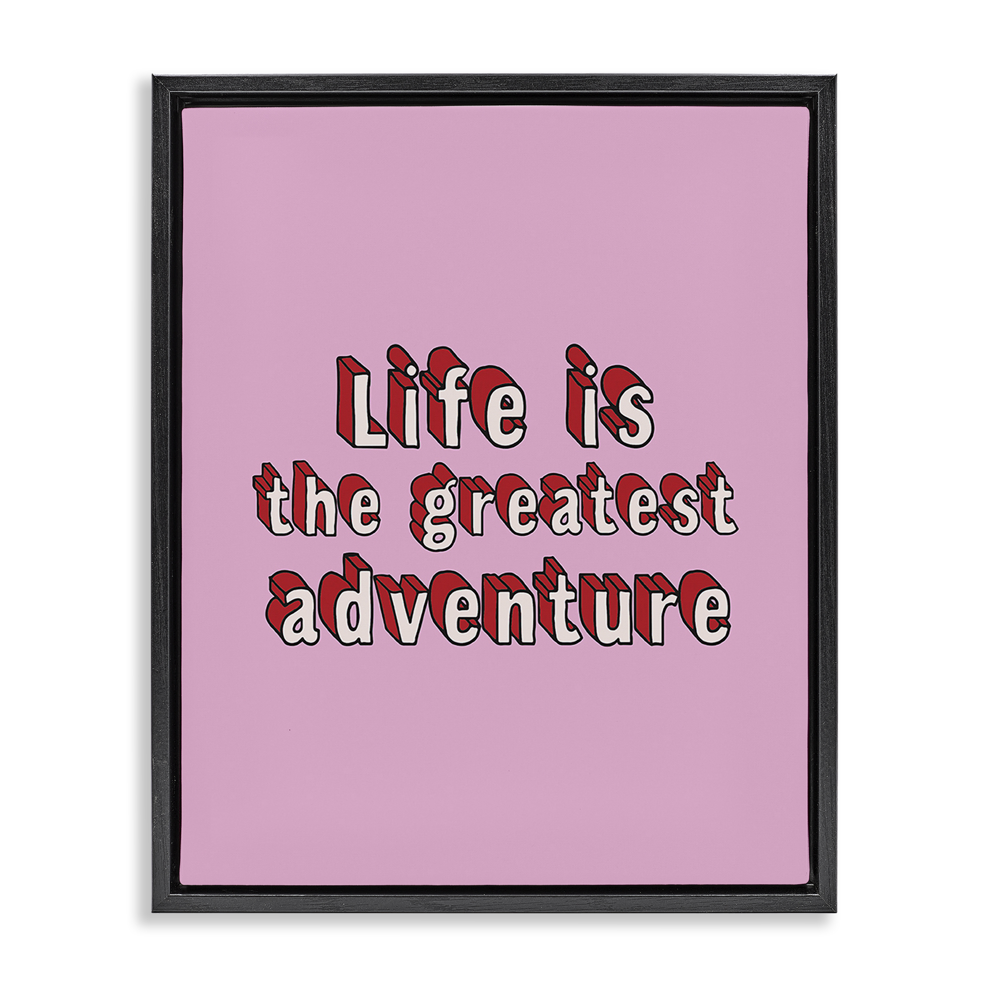 Stupell Industries Greatest Adventure on Pink Text & Numbers Painting Black Floater Framed Canvas Art Print Wall Art, 17 x 21