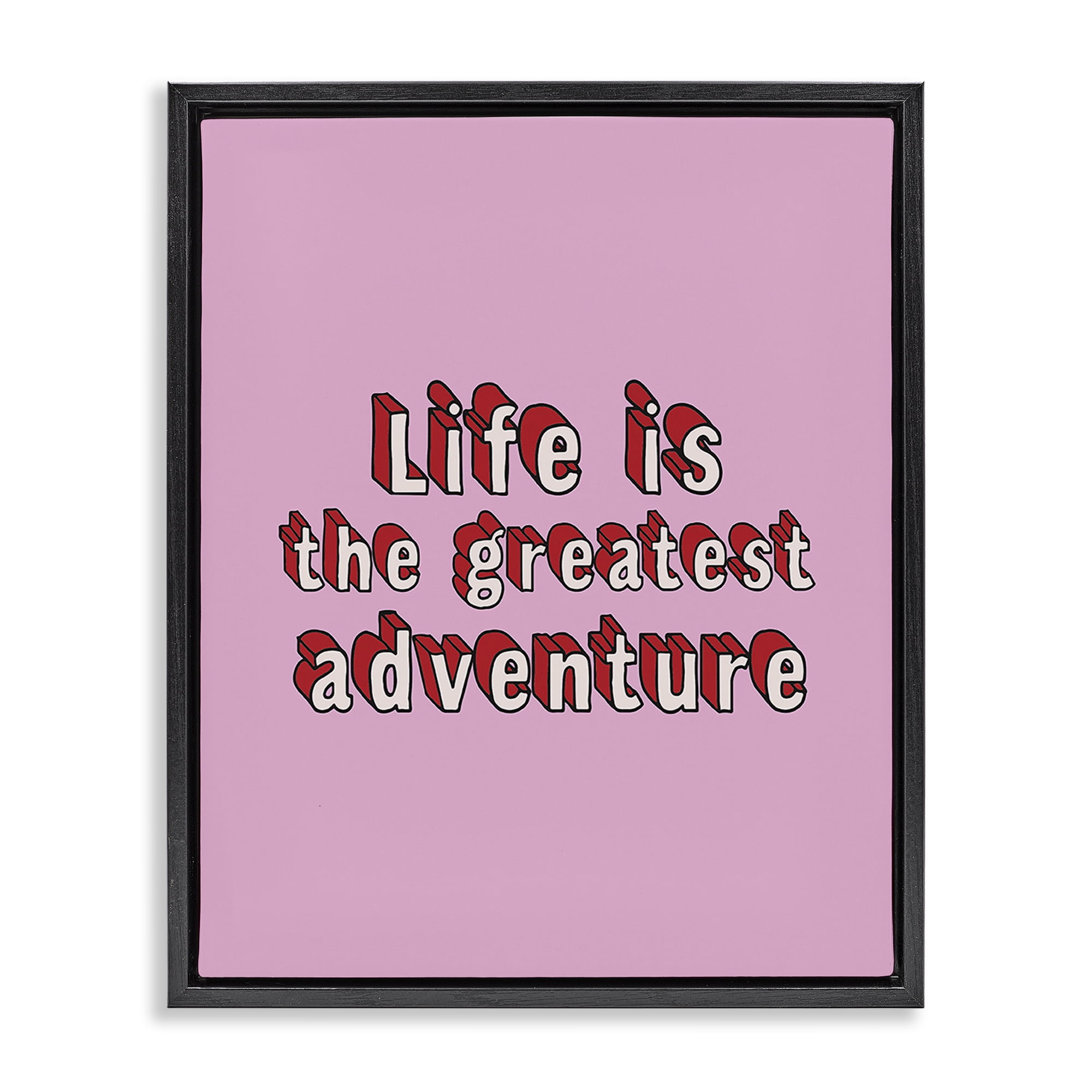 Stupell Industries Greatest Adventure on Pink Text & Numbers Painting Black Floater Framed Canvas Art Print Wall Art, 25 x 31