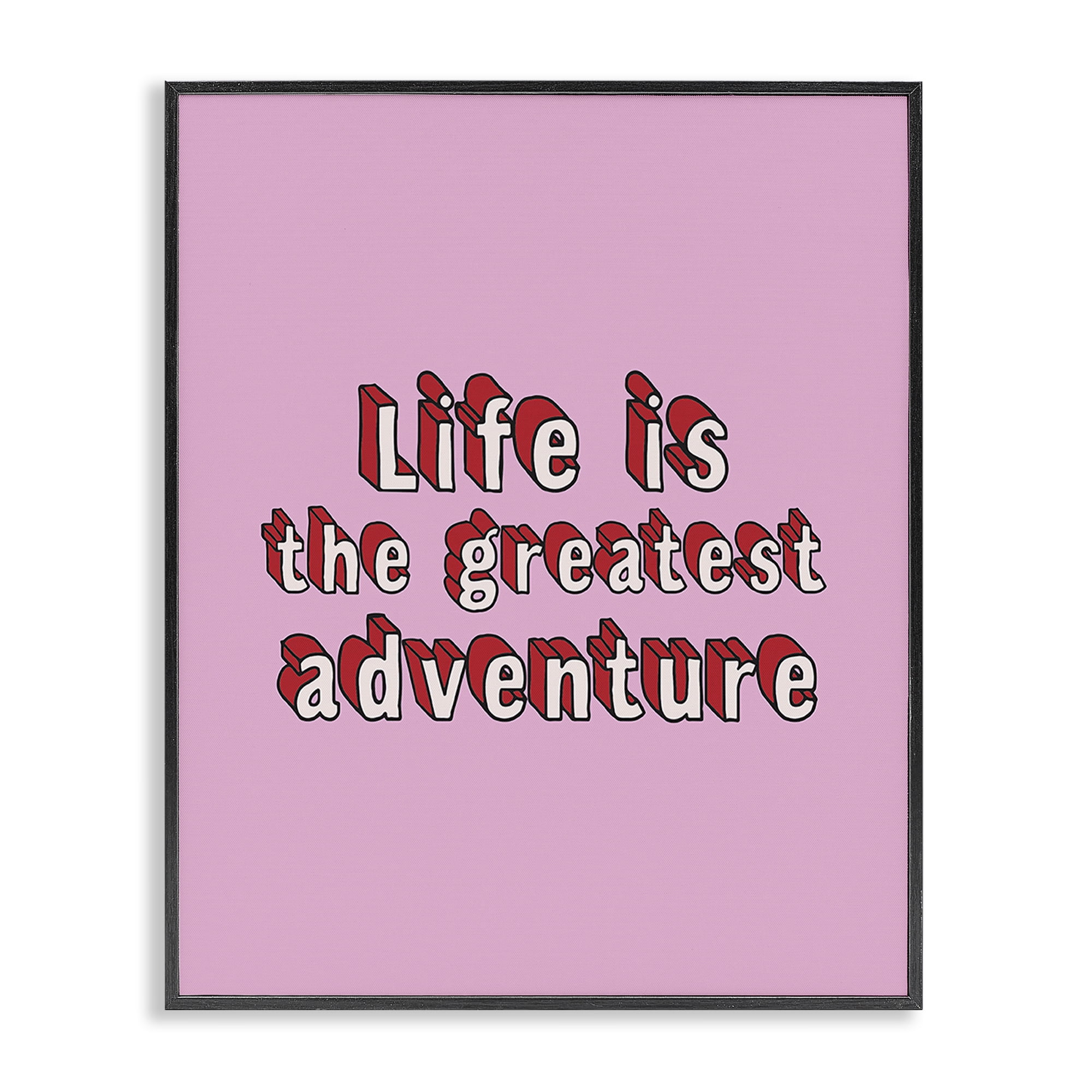 Stupell Industries Greatest Adventure on Pink Text & Numbers Painting Black Framed Art Print Wall Art, 11 x 14