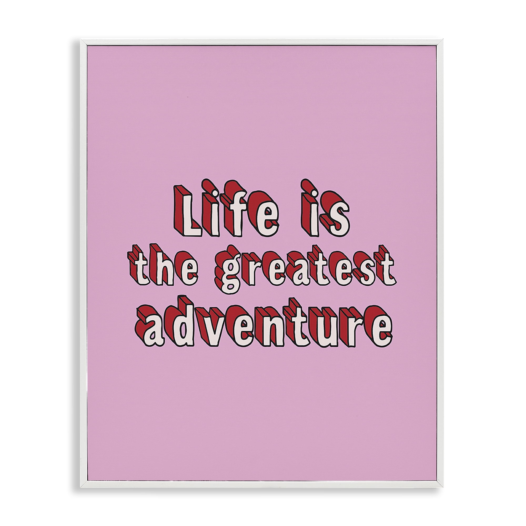 Stupell Industries Greatest Adventure on Pink Text & Numbers Painting White Framed Art Print Wall Art, 16 x 20