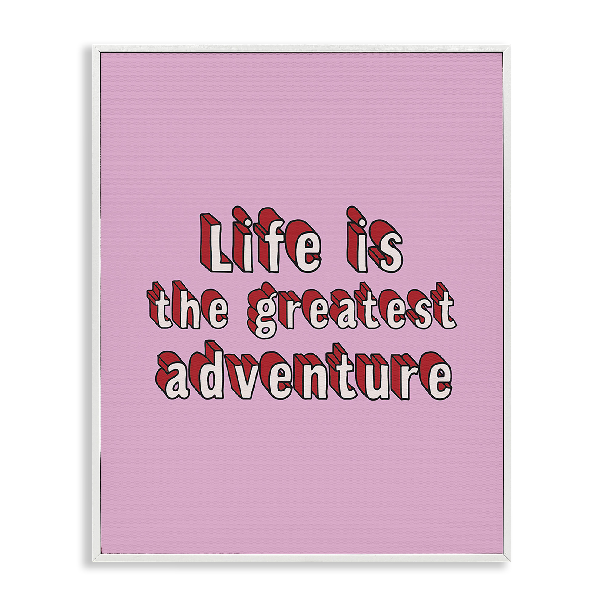 Stupell Industries Greatest Adventure on Pink Text & Numbers Painting White Framed Art Print Wall Art, 24 x 30