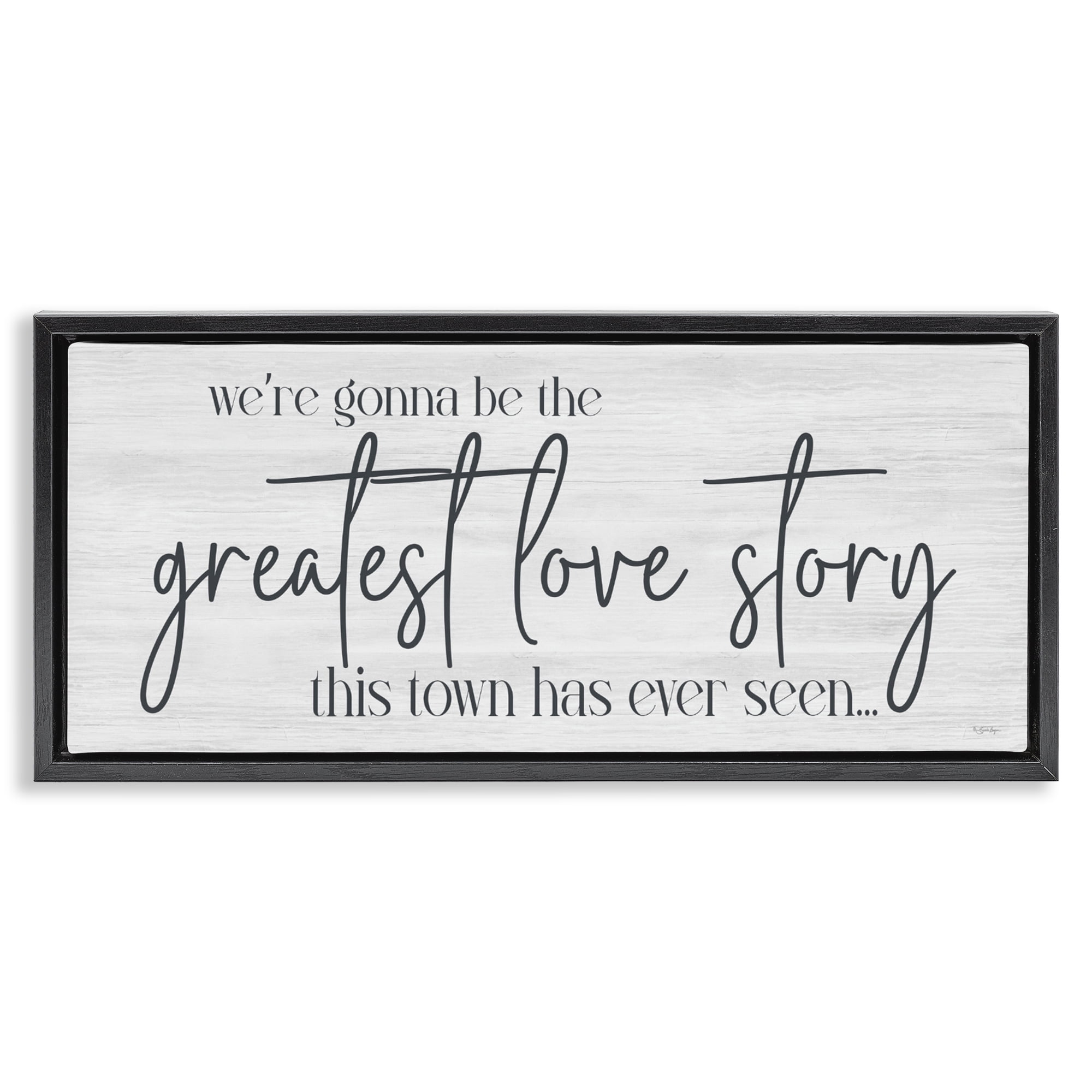 Stupell Industries Greatest Love Story Message Black Framed Floater Canvas Wall Art, design by Susie Boyer