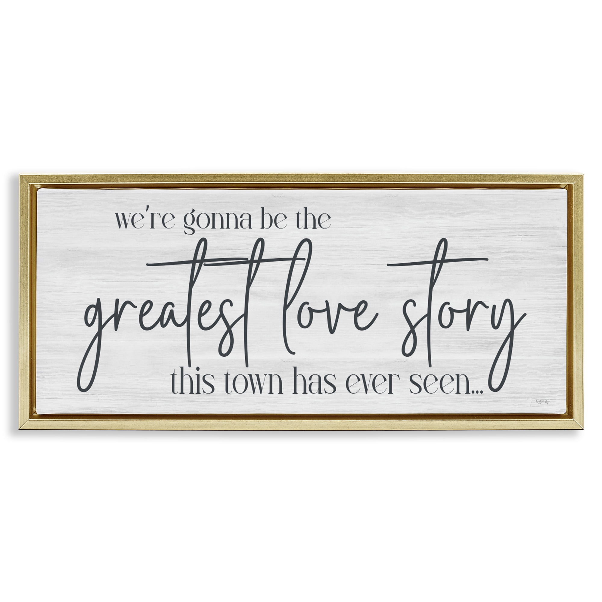 Stupell Industries Greatest Love Story Message Gold Framed Floater Canvas Wall Art, design by Susie Boyer