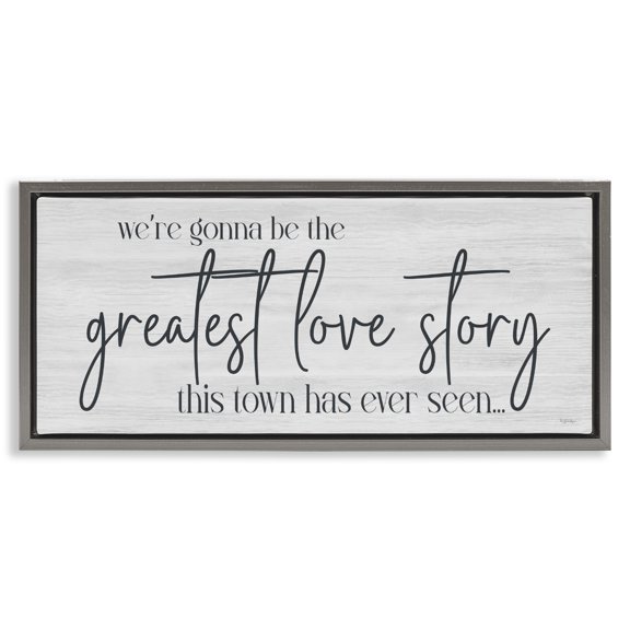 Stupell Industries Greatest Love Story Message Gray Framed Floater Canvas Wall Art, design by Susie Boyer