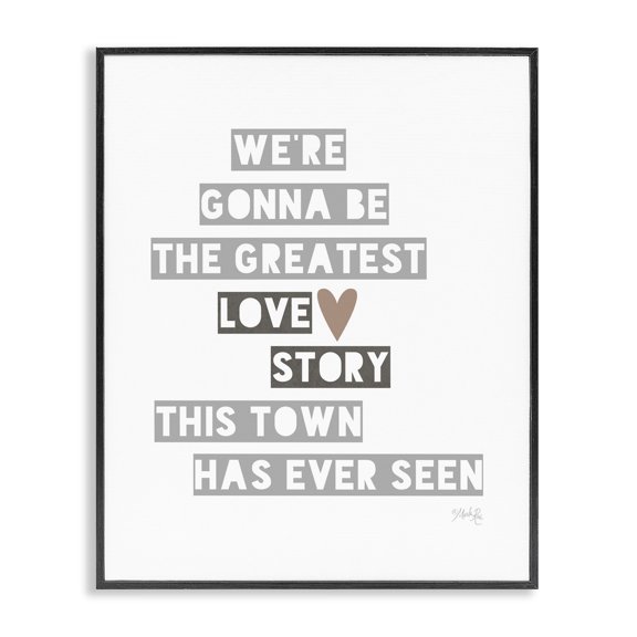 Stupell Industries Greatest Love Story Typography Painting Black Framed Art Print Wall Art, 16 x 20