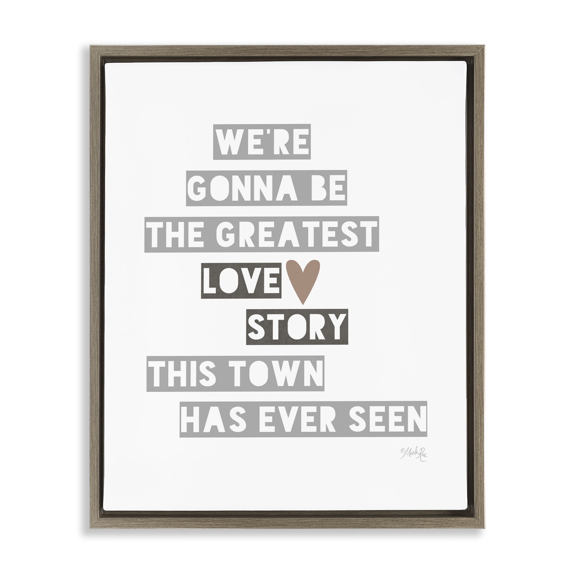 Stupell Industries Greatest Love Story Typography Painting Brown Floater Framed Art Print Wall Art, 17 x 21