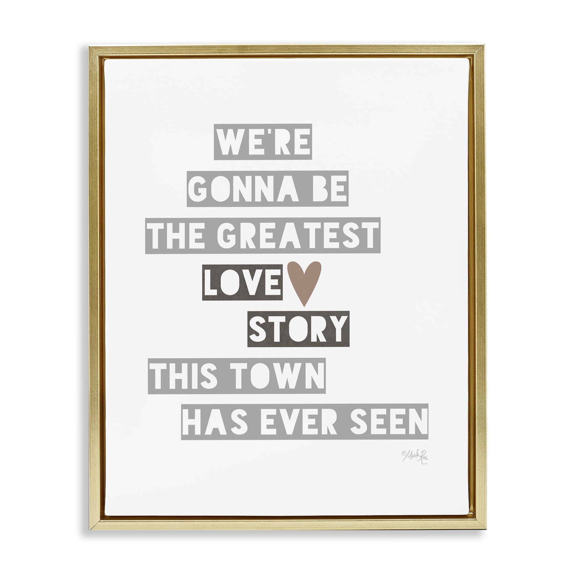 Stupell Industries Greatest Love Story Typography Painting Gold Floater Framed Art Print Wall Art, 25 x 31