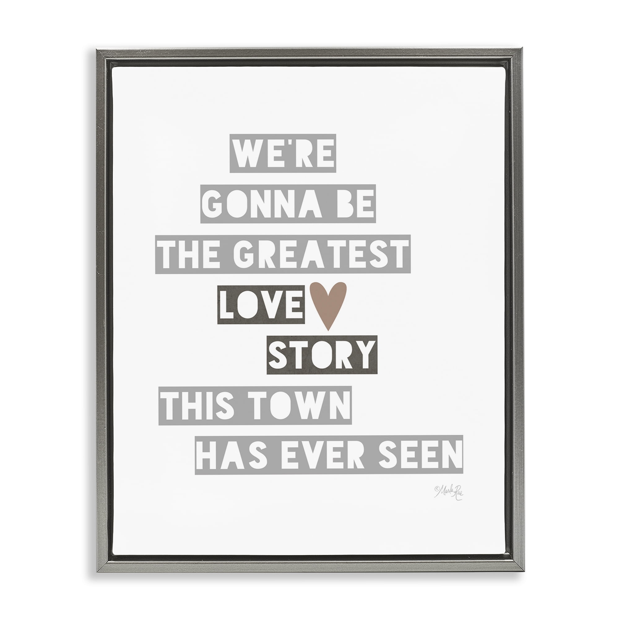 Stupell Industries Greatest Love Story Typography Painting Gray Floater Framed Art Print Wall Art, 17 x 21