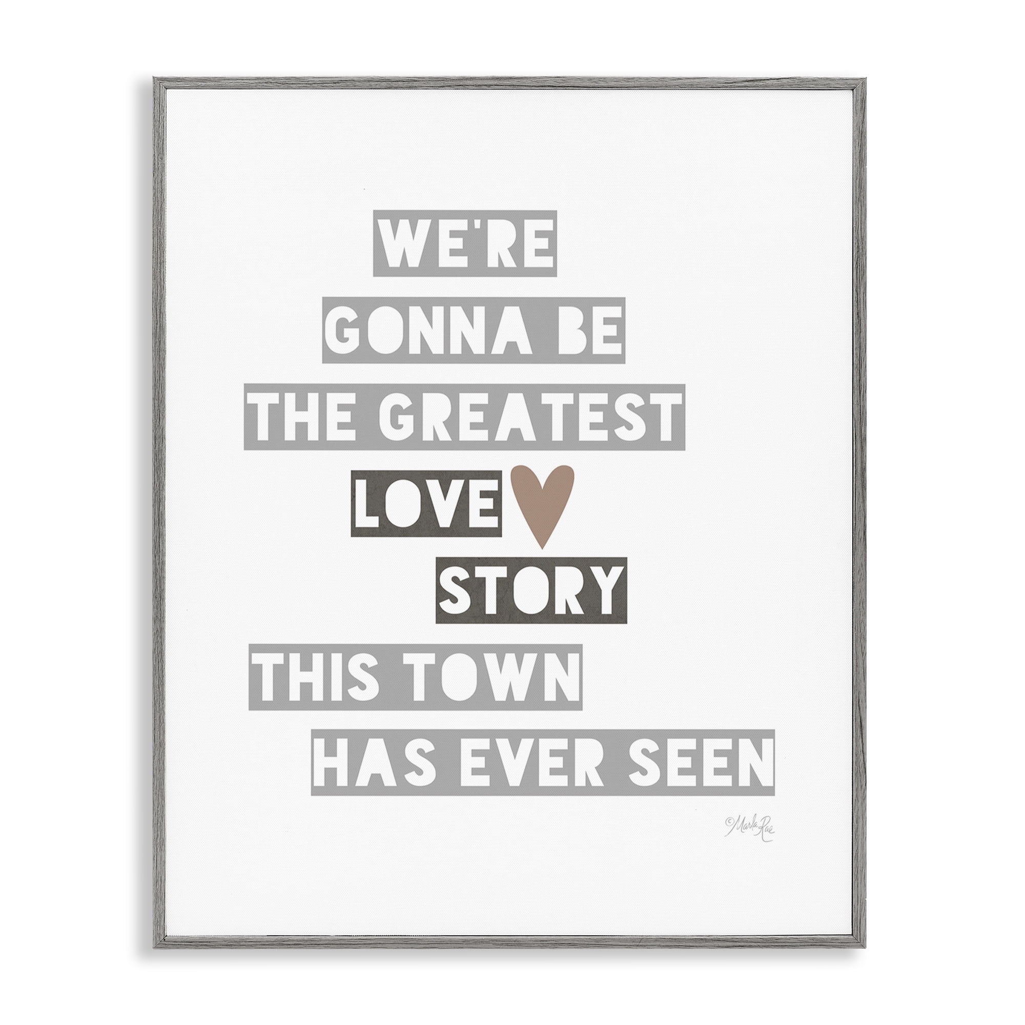 Stupell Industries Greatest Love Story Typography Painting Gray Framed Art Print Wall Art, 11 x 14
