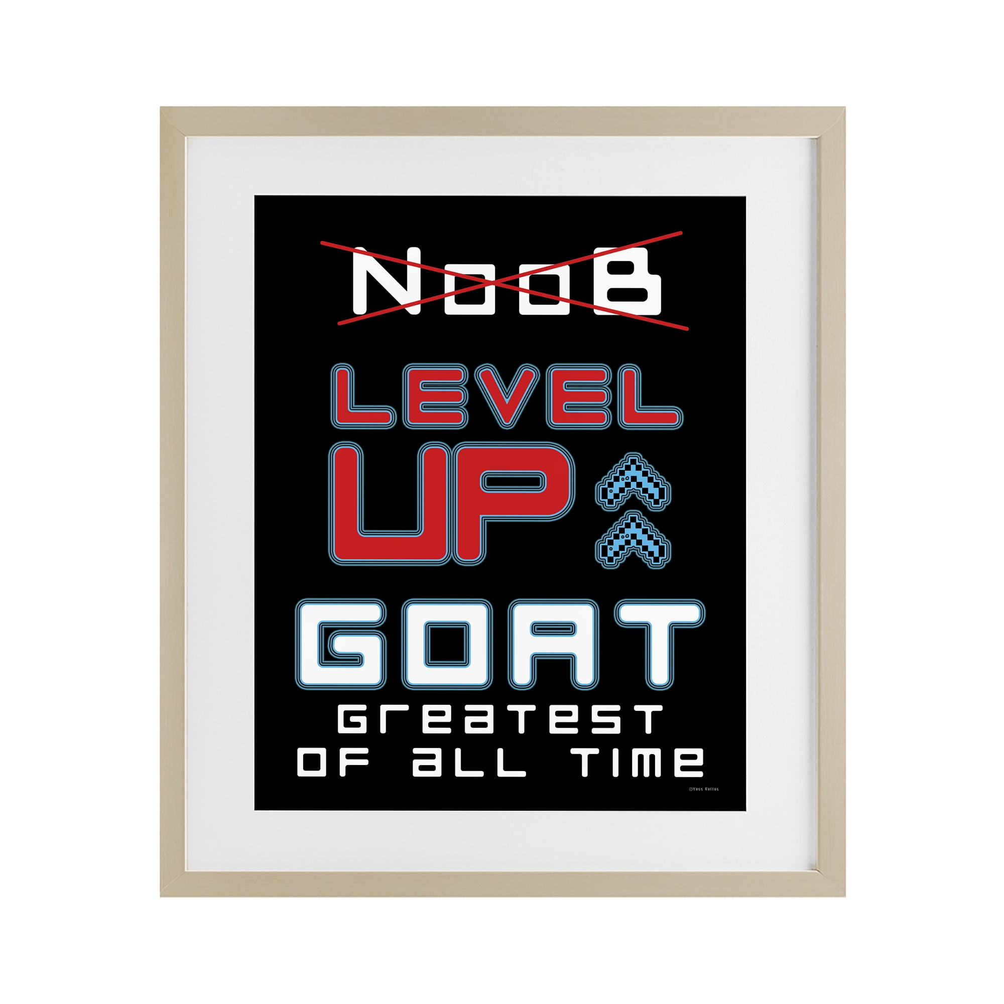 Stupell Industries Greatest Of All Time Gamer Birch Framed Print Under Glass, design by Yass Naffas Designs